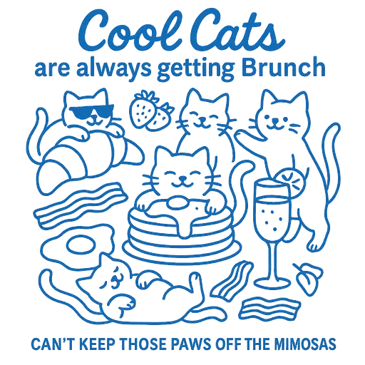 Gatos Cool e Brunch Azul Estiloso