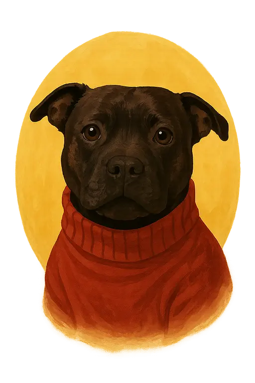 Staffordshire Bull Terrier Cool com Azul & Amarelo