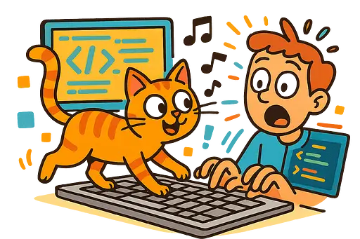 Gato Hacker em Ação: Teclado Selvagem