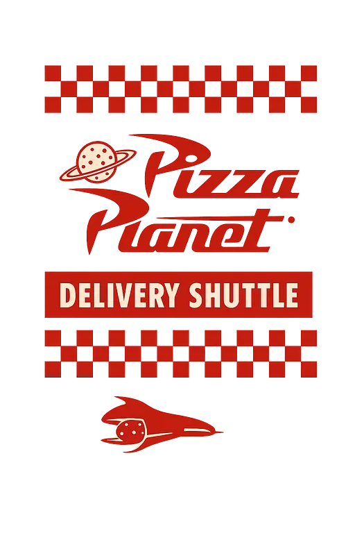 Pizza espacial retrô checker vermelho